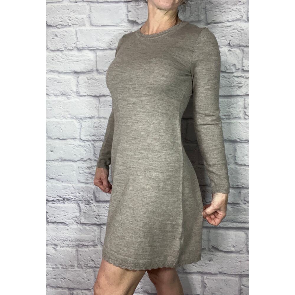 Soft& Warm Neutral Merino Wool Blend Sweater Dressw/Crochet Details by Tahari - Picture 9 of 9